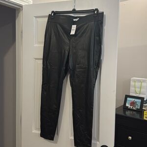 Brand new black leather, like leggings from loft